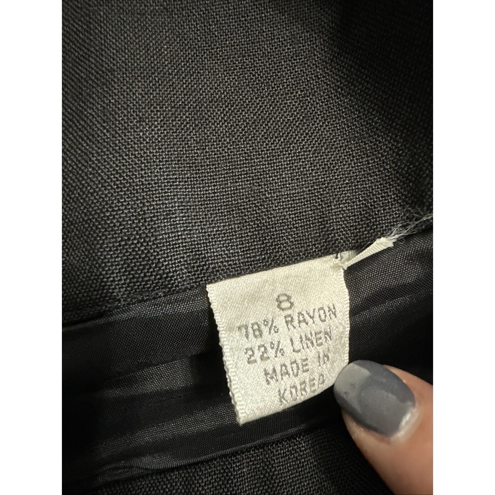 Linda Allard Ellen Tracy Black Linen Blend Wrap Skirt Size 8 Classic Career Work - Picture 7 of 9
